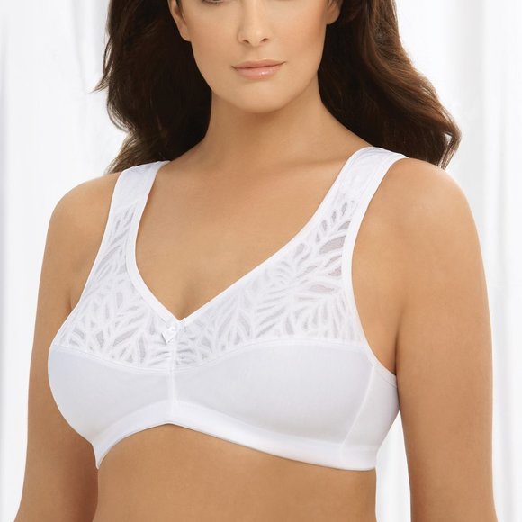 Glamorise 48F 48G (Stretch-To-Fit) Bra WIDE STRAPS = Shoulder Comfort White NEW - Picture 5 of 16
